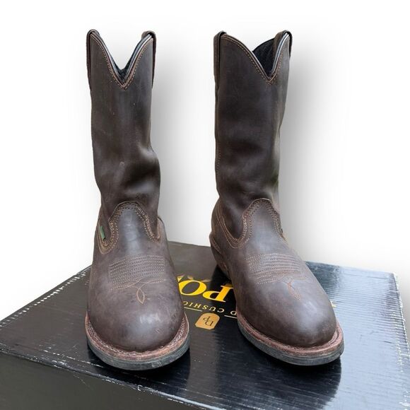 Dan Post Albuquerque Brown Leather Waterproof Pull on Boots Men's size 10 EW - Picture 3 of 12